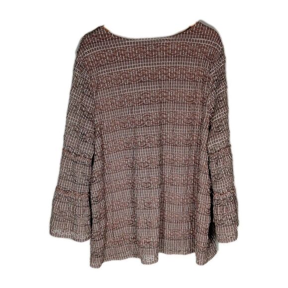 Alfani  4X Bell Sleeve Blouse Tiered Textured Boho Romantic Striped Pullover - Picture 2 of 9